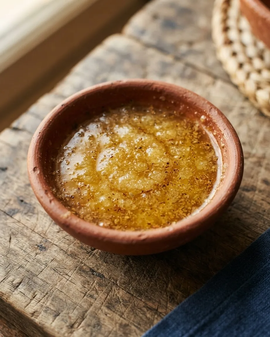 Detail view of niter kibbeh: what plain ghee replaces and what it doesn't