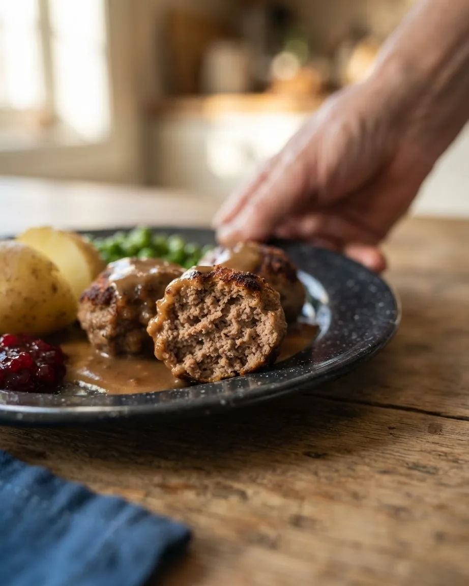 Detail view of norwegian meatballs and karbonader: the numbers per meatball