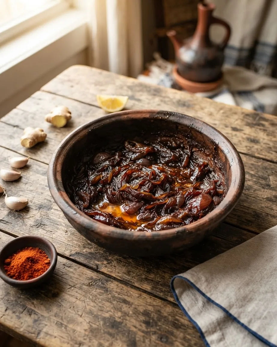 Close-up illustrating the onion base: why 45 minutes is the recipe, not a suggestion