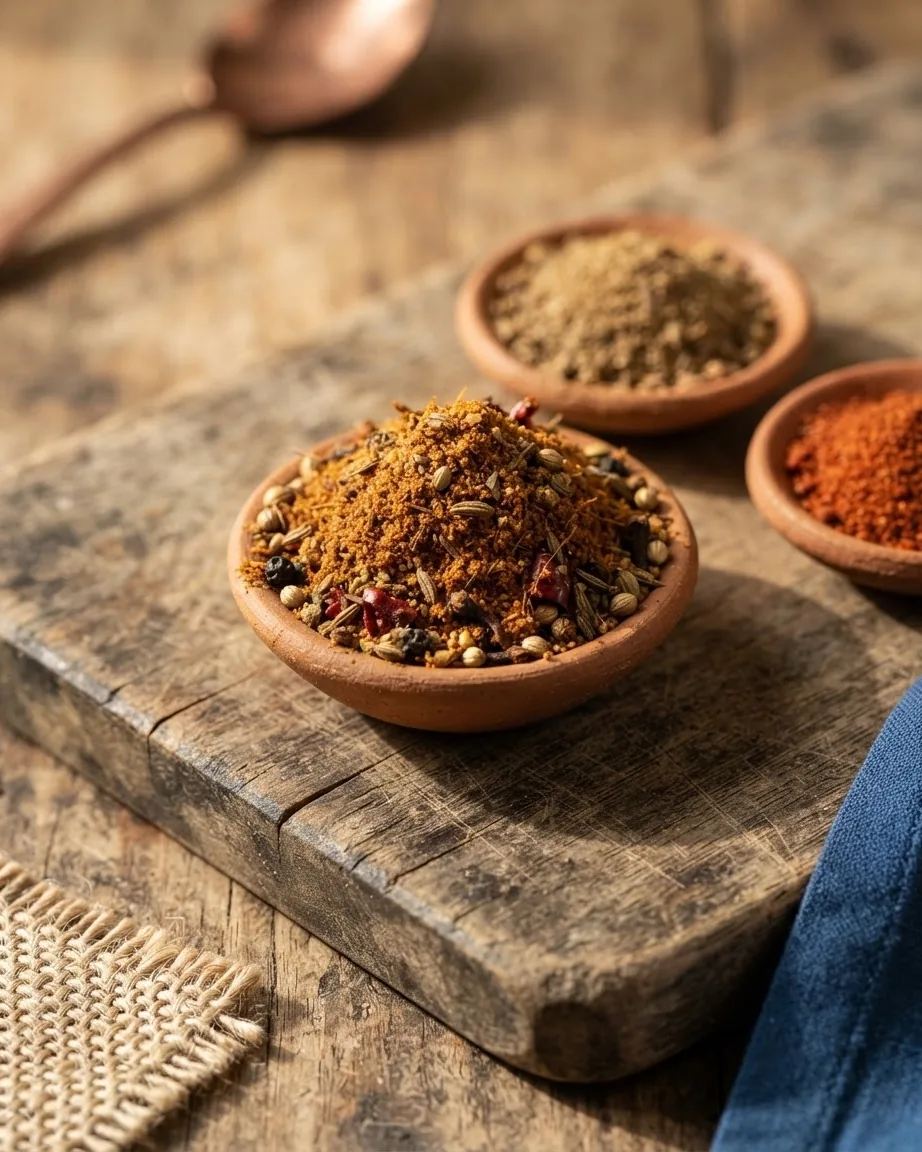 Detail view of pav bhaji masala: homemade blend and two substitutes