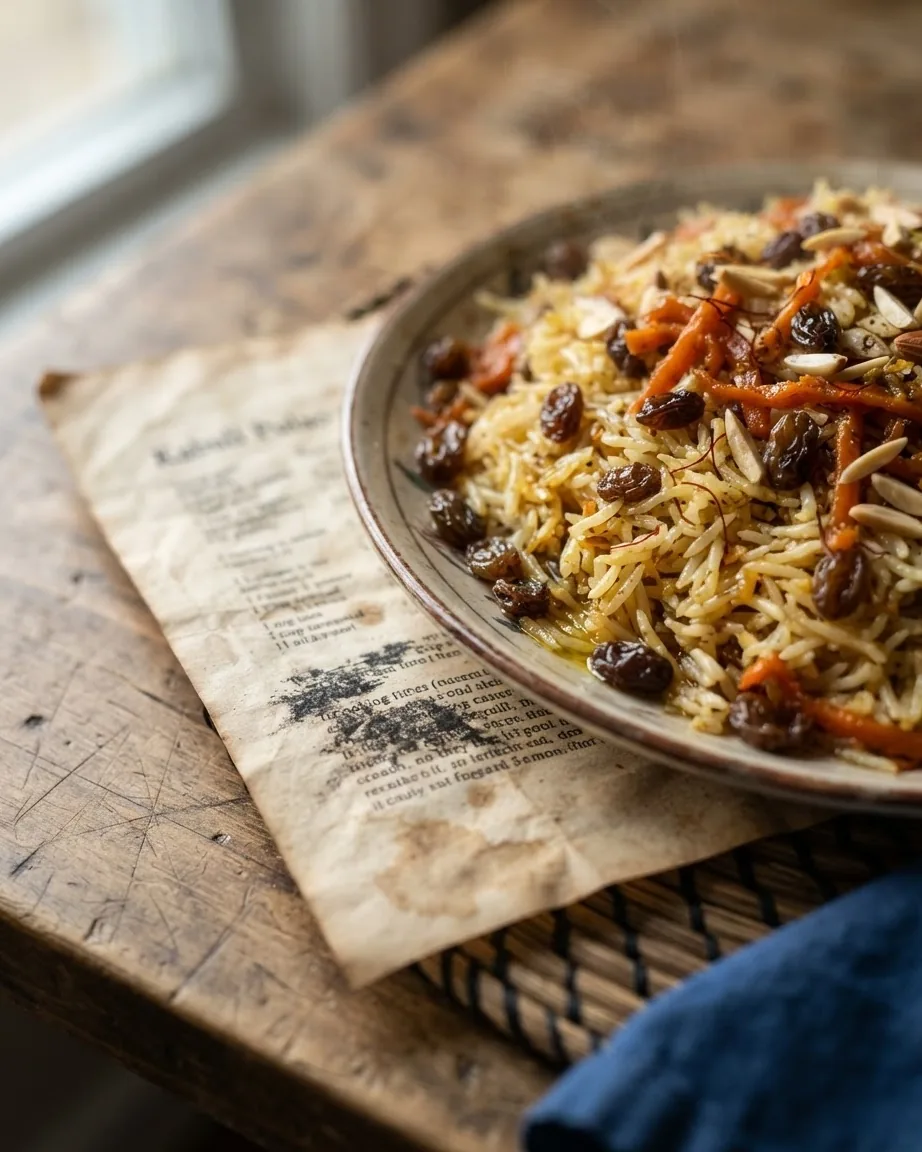 Detail view of stage by stage: the printed times in this kabuli pulao recipe