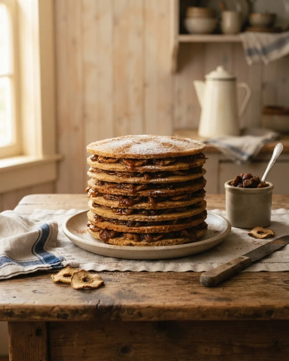 Detail view of where the Appalachian apple stack cake came from, and why the origin is disputed