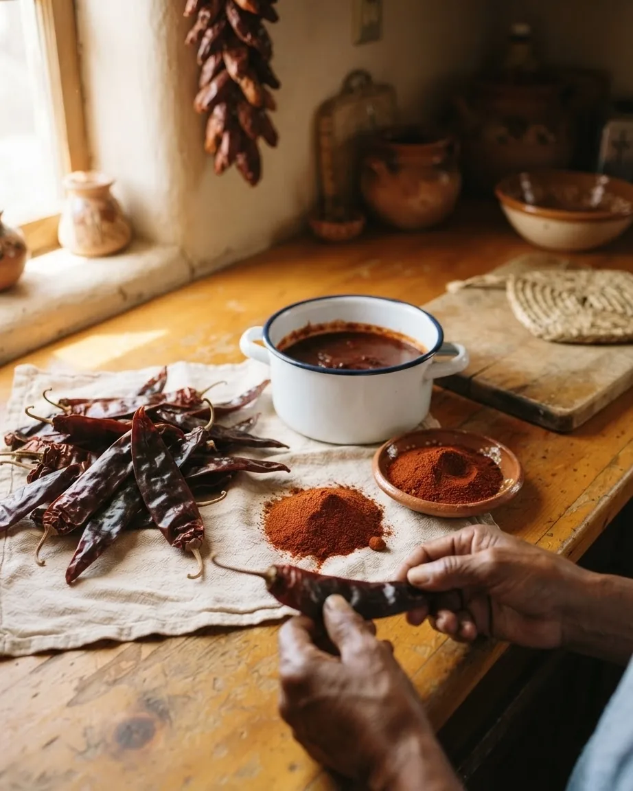Close-up illustrating whole dried pods or ground powder: the choice that changes the dish