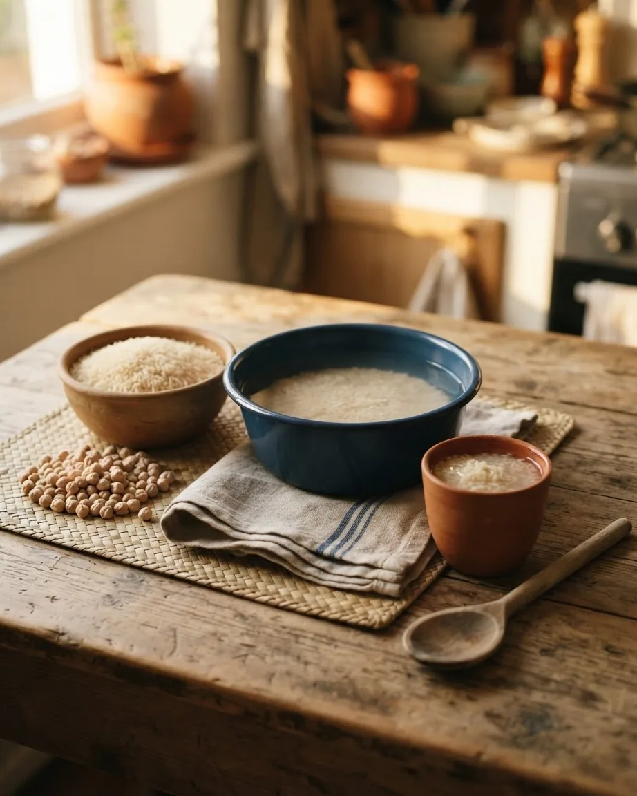 Detail view of why kabuli palaw recipes range from no soak to overnight